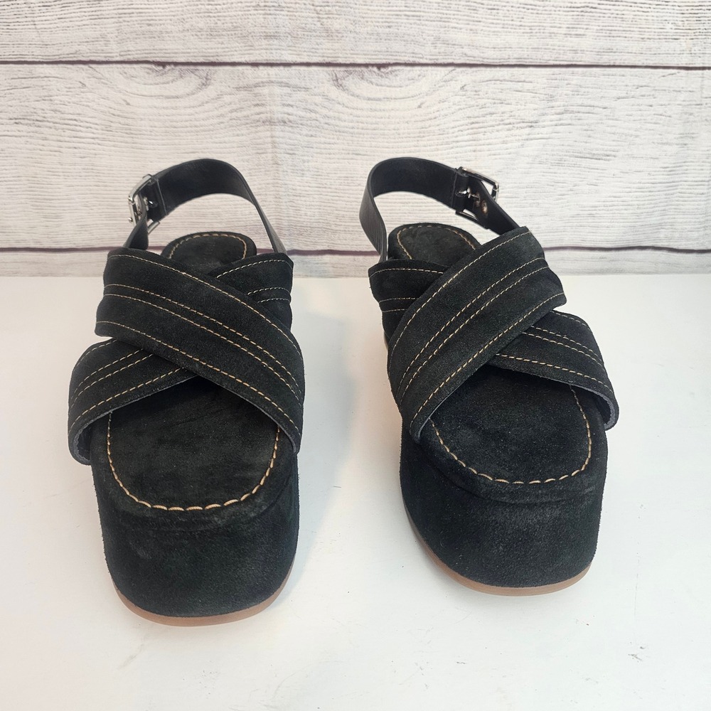 Free People 10 Beach Party Platform Criss Cross Suede Platform Sandals NWOB $148 - Picture 2 of 14